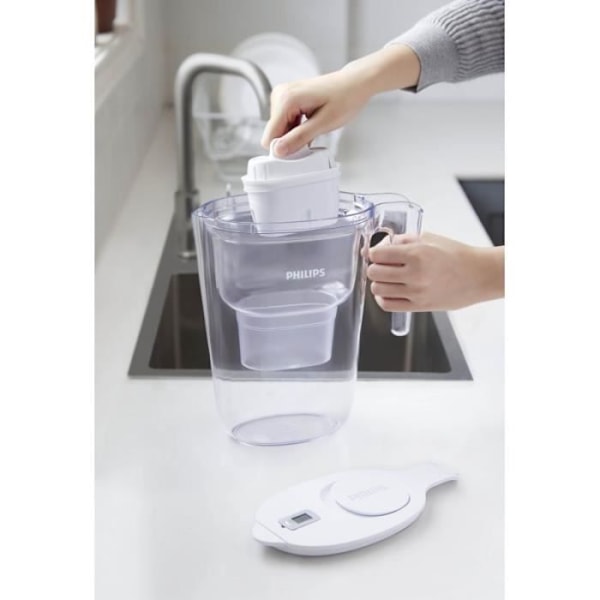 Filtreringskaraff - Philips - PHAWP2933WHT/24 - 2,6 L - Digital timer - Mikrofilt Vit