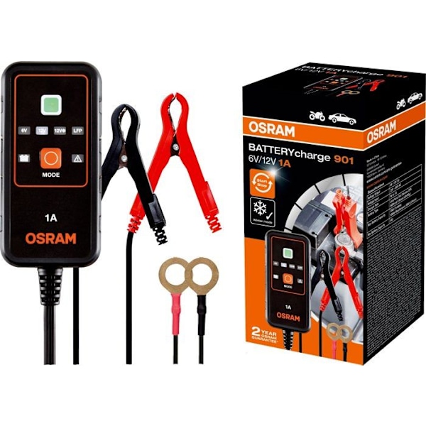 Batteriladdare - OSRAM - 6V/12V - 1A - Universell - Intelligent