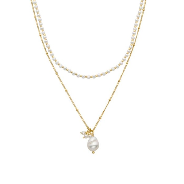 Collier - Luxenter - Subri - Guld 18 karat - Hvide perler - Boho stil Vit