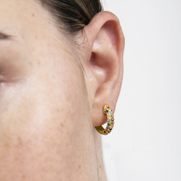 Örhängen - Luxenter - Iralda - Silver 925 - Flerfärgad zircon - Guld 18K Flerfärgad