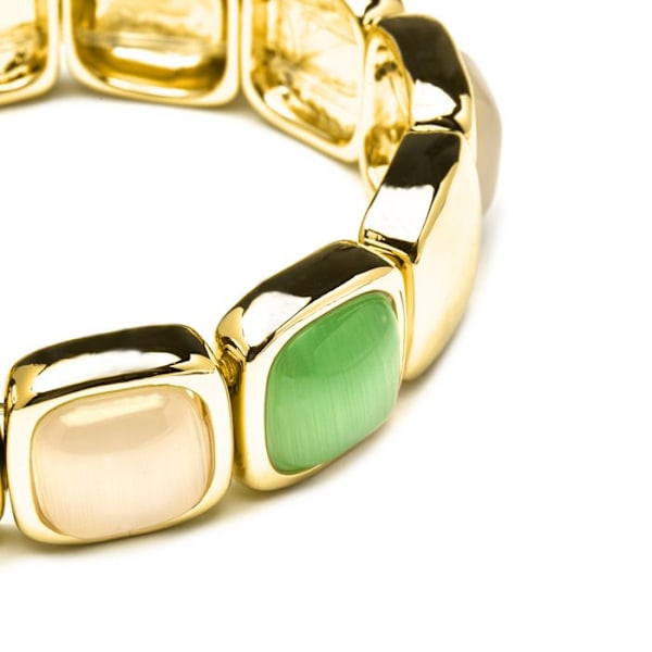 Armband - Luxenter - Jajim - Flerfärgad kattöga - 18 karat guld - Elastisk Flerfärgad