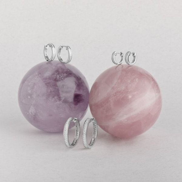 Örhängen - Sebras - Silver 925 - Glittrande zirkoner - Rhodiumpläterad - 15 mm