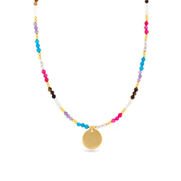 Collier - Luxenter - Lyhakk - Argent 925 - Guld 18K - Flerfärgad kristall Flerfärgad