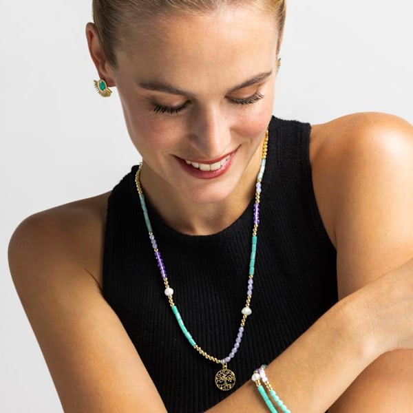 Collier Luxenter med blå krystal, 18k guld finish - Zorsi Blå