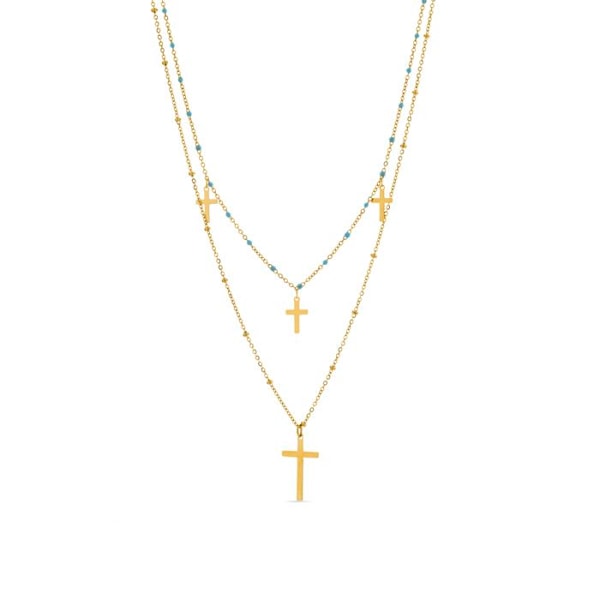 Collier - Luxenter - Lidriel - 18 karat guld - Blå krystal - Længde 42 cm + 3 cm Blå
