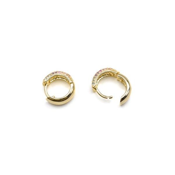 Örhängen - Kibek - Silver 925 - Flerfärgad zirkonium - Rhodiumbeläggning - 10 mm Flerfärgad