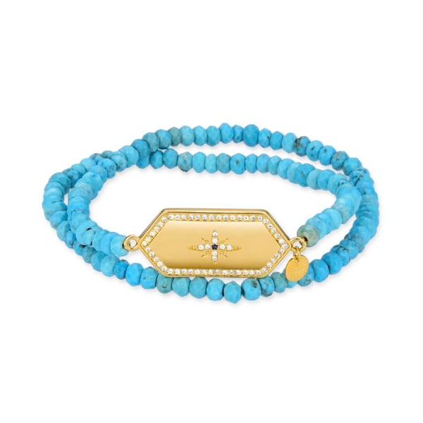 Armband - Mvoga - Silver 925 - Turkos - Guld 18k - 16 cm + 3 cm förlängning