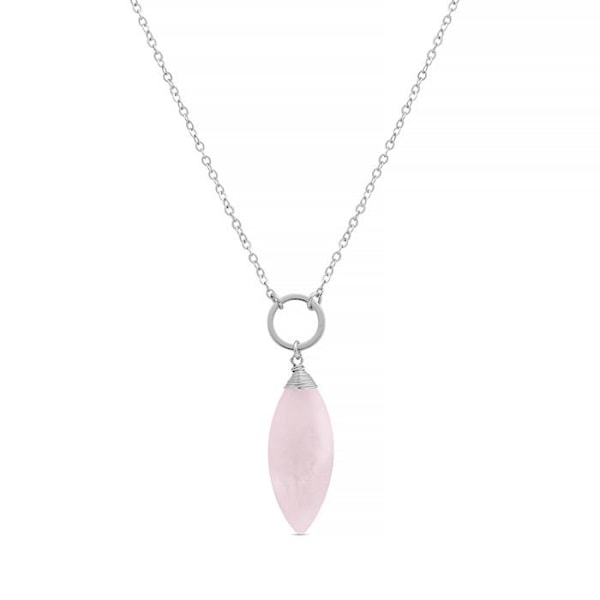 Collier - Ayom - Alliage - Rhodié - Kvarts Hydrotermal Rosé - En storlek Rosa