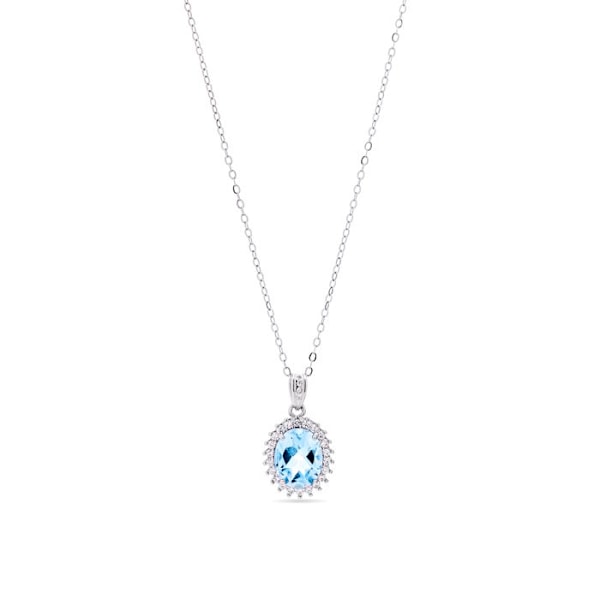 Halsband - Luxenter - Lirian - Silver 925 - Naturlig Blå Topas - 42 cm + 3 cm förlängning Blå