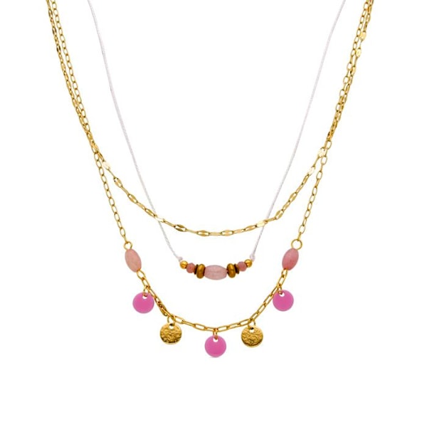 Collier - Luxenter - Omlia - Kvartsrose - 18k guld - Længde 42 cm + 3 cm