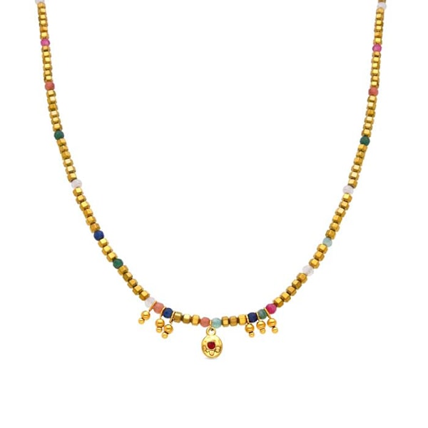 Halsband - Luxenter - Damya - Flerfärgad kristall - 18k guld - 42 cm + 3 cm förlängning Flerfärgad