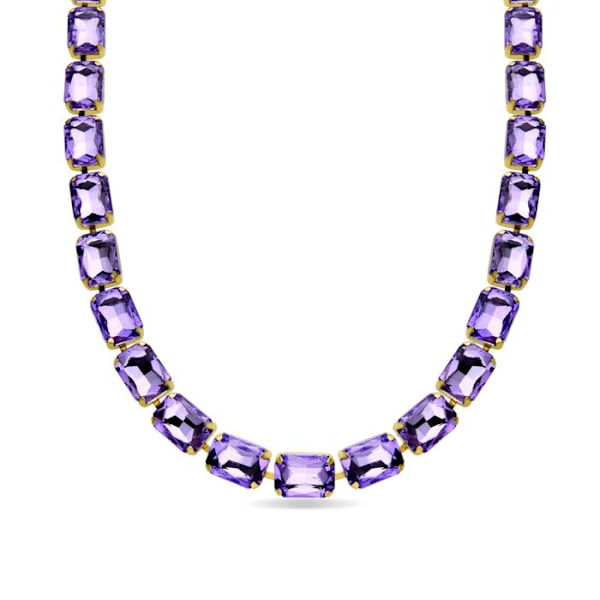 Collier - Ankek - Modell i violet krystal - 18 karat guld - Længde 44 cm + 10 cm Lila