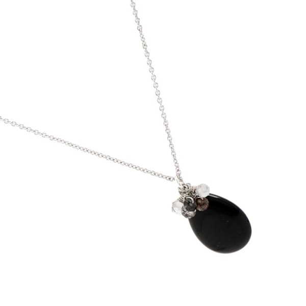 Collier - Adak - Legering - Rhodium - Onyx - One size - Sort Svart