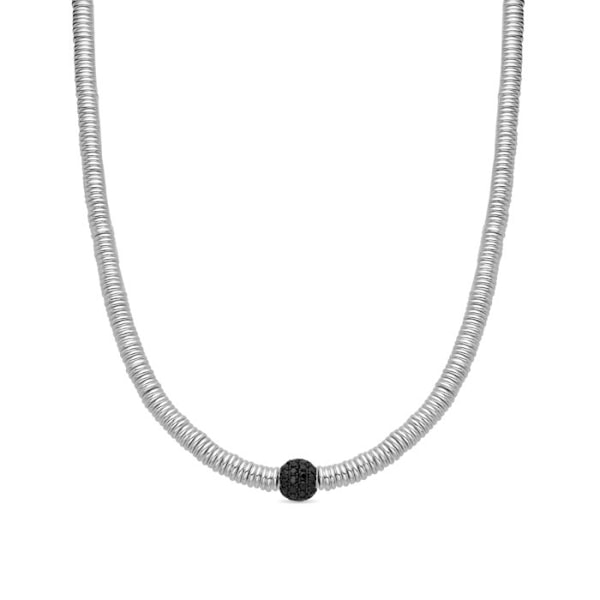 Collier - Luxenter - Orfi - Silver 925 - Kubisk Zirkon Onyx - Rhodium Pläterad