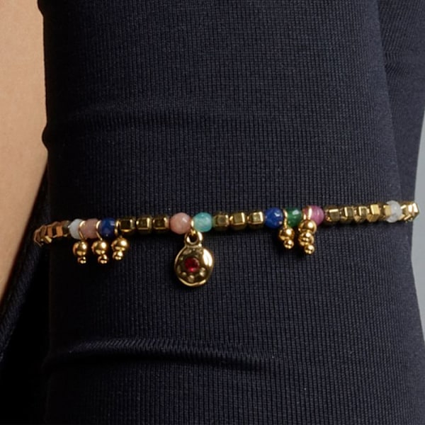 Armband - Luxenter - Damya - Guld 18k - Flerfärgad kristall - Längd 16 cm + 3 cm Flerfärgad