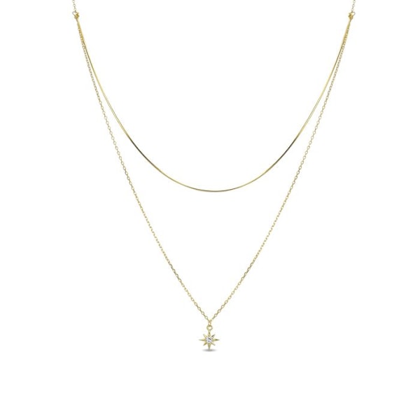 Halsband - Luxenter - Lialt - Silver 925 - Guld 18K - Funklande kubisk zirkon