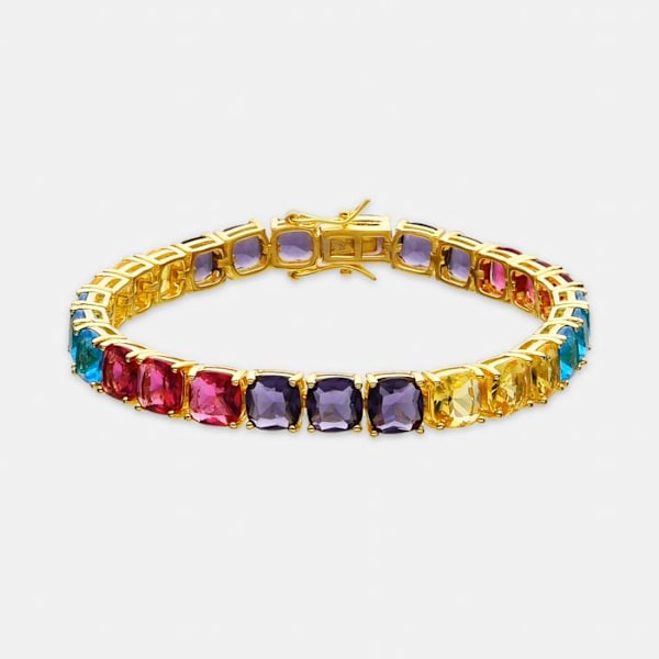 Armbånd Luxenter i 925 sølv og multicolor hydrotermisk kvarts med 18k guld finish - Thorka Flerfärgad