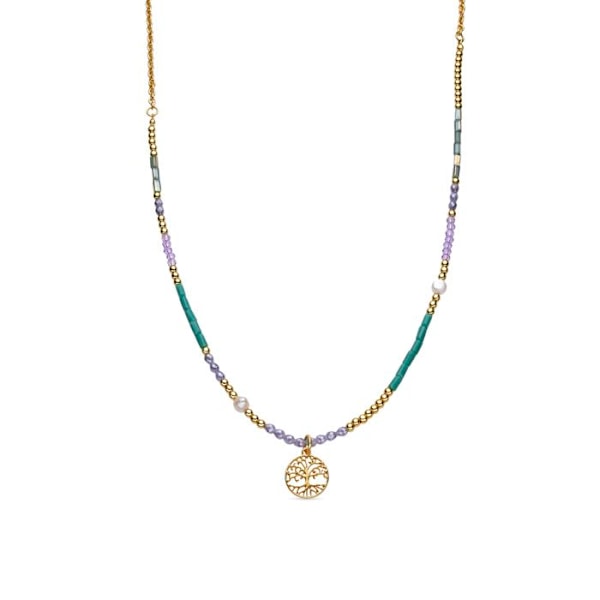 Collier Luxenter med blå krystal, 18k guld finish - Zorsi Blå