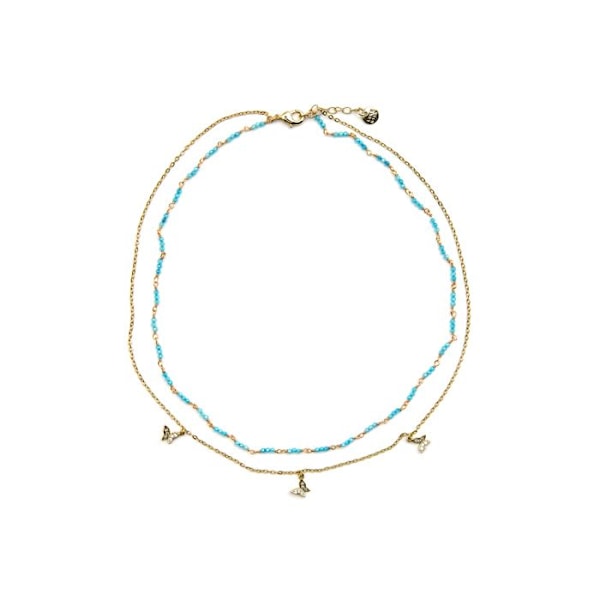 Halsband - Luxenter - Zinli - Blått kristall - 18k guld - Längd 42 cm + 3 cm förlängning Blå