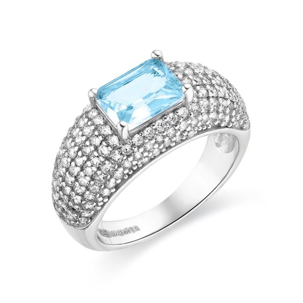Ring - Luxenter - Tany - Sølv 925 - Zircon Aigue-Marine - Rhodium Belagt blå 14
