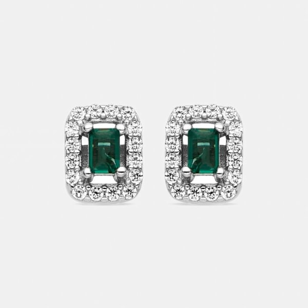 Luxenter Øreringe i 925 sølv og akvamarin zircon, rhodium-belagt - Sesh