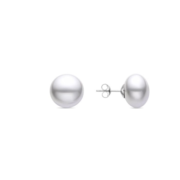 Boucles d'oreilles Luxenter i 925 sølv med hvid perle rhodineret - Diameter 12 mm - Nandi
