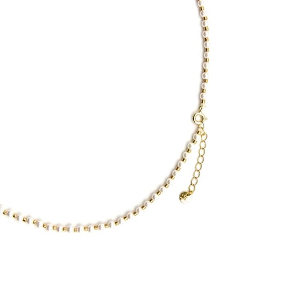 Collier - Luxenter - Thydo - Argent 925 - Guld 18k - Vita pärlor Vit