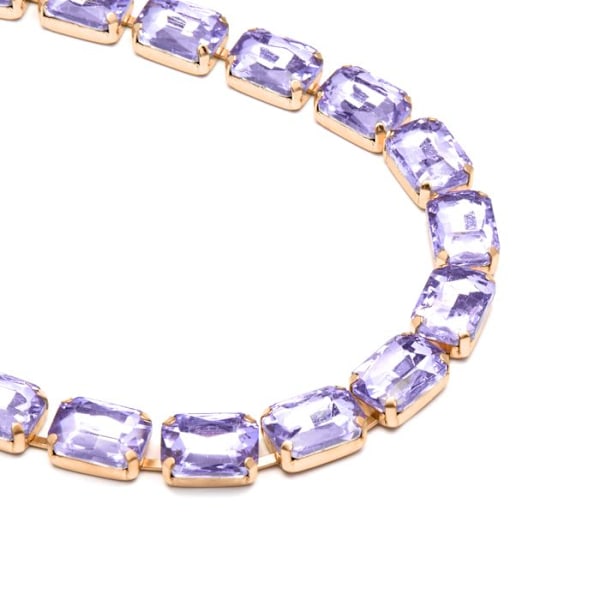 Collier - Ankek - Modell i violet krystal - 18 karat guld - Længde 44 cm + 10 cm Lila