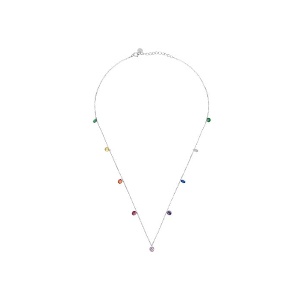 Collier i 925 sølv fra Luxenter med multifarvet zircon, belagt med rhodium - Rolcon Flerfärgad