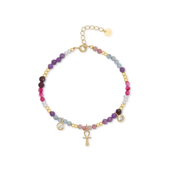 Armbånd Luxenter i 925 sølv med Morganite zirconia og 18K guld - Lalil