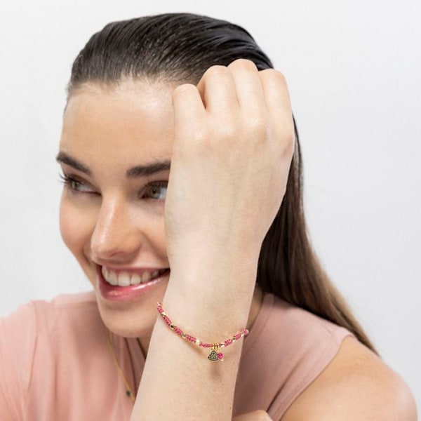 Armbånd - Luxenter - Hjerte - Sølv 925 - 18K guld - Rosa krystal Rosa