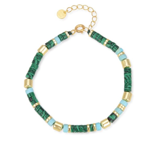 Armbånd - Ihun - Sølv 925 - 18 Karat Guldbelægning - Malakit - One Size Grön