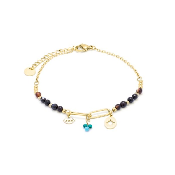 Armbandsur - Luxenter - Onyx Hydrotermal Kvarts - Gult guld 18K - 17 cm + 3 cm förlängning - Boho stil Gul