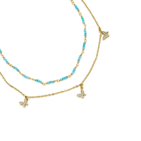 Halsband - Luxenter - Zinli - Blått kristall - 18k guld - Längd 42 cm + 3 cm förlängning Blå