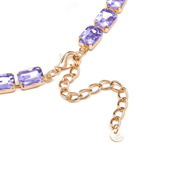 Collier - Ankek - Modell i violet krystal - 18 karat guld - Længde 44 cm + 10 cm Lila