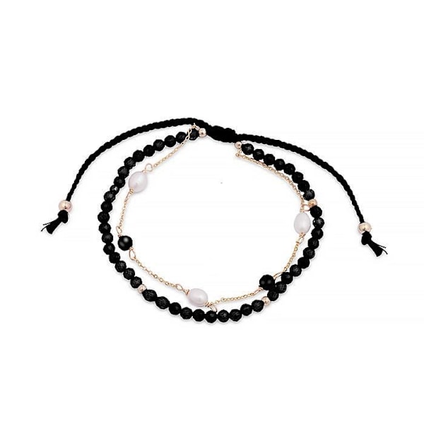 Armband - Athat - Legerat 18 karat guld - Hydrotermal kvarts - Onyx - One size Svart
