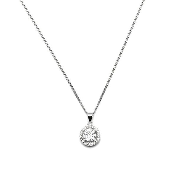Collier - Legende Sten - 925 Sølv - Zircon - One Size - Kvinde Vit