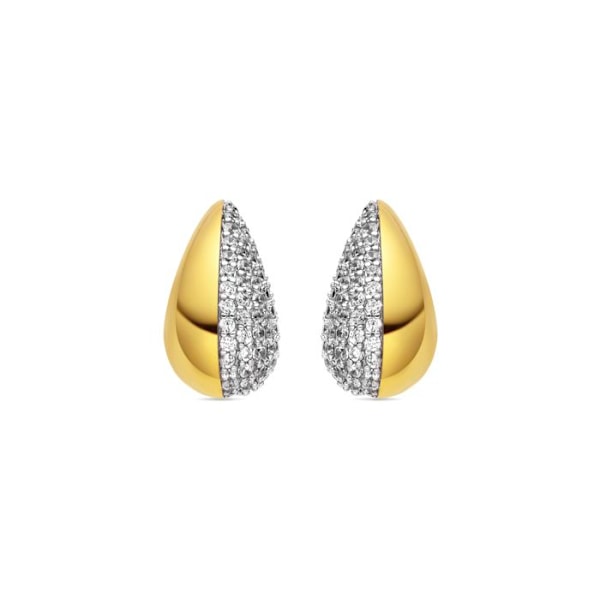 Örhängen - Nirdo - Silver 925 - Zirkonium - Gult guld 18k - 15,5 mm