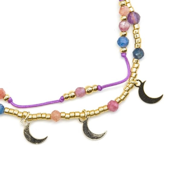 Armband - Kapac - Silver 925 - Guld 18k - Flerfärgade kristaller - 16 cm + 3 cm förlängning Flerfärgad