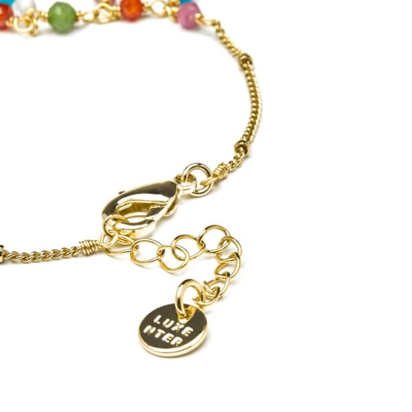 Armbånd - Luxenter - Wyrm - Multifarvet krystal - 18K guld - 16cm + 3cm forlængelse Flerfärgad