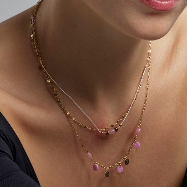 Collier - Luxenter - Omlia - Kvartsrose - 18k guld - Længde 42 cm + 3 cm