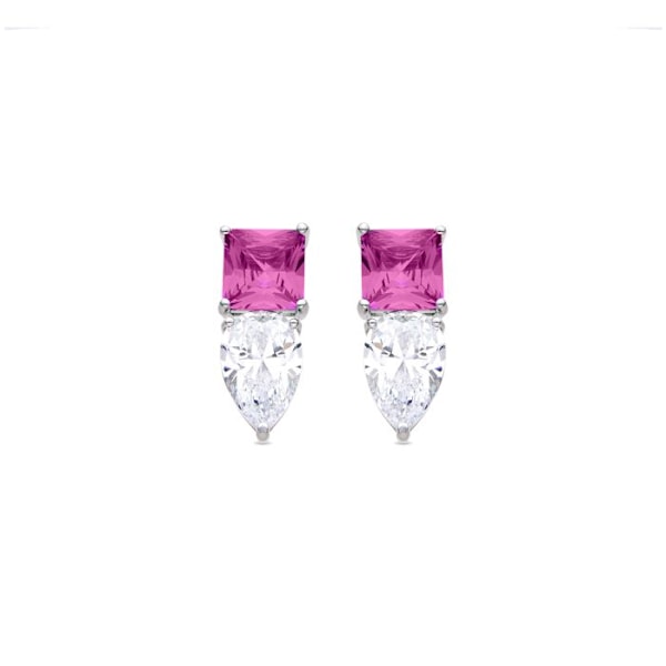 Örhängen - Luxenter - Nayog - Silver 925 - Rosa zirkon - Rodinerad beläggning
