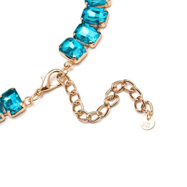 Collier - Luxenter - Ankek - Blått kristall - 18 karat guld - 44 cm + 10 cm förlängning Blå