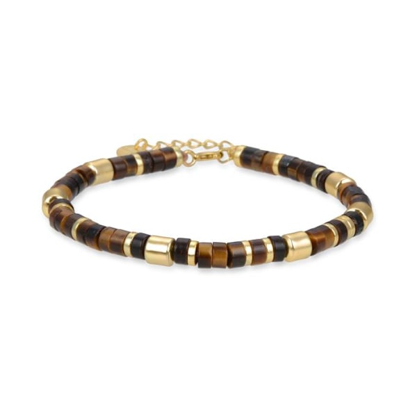 Armband - Ihun - Silver 925 - Guldpläterad 18 Karat - Tigeröga - One Size kastanj