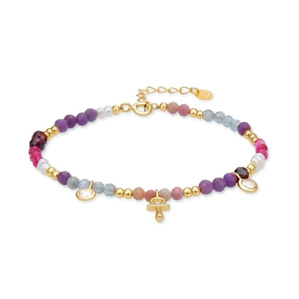Rannekoru - Lalil - Morganite - Hopea 925 - Keltakulta 18K - 19 cm