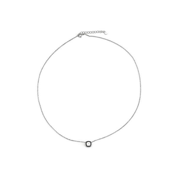 Halsband - Luxenter - Lehak - Argent 925 - Kubisk zirkon onyx - 42 cm + 3 cm förlängning
