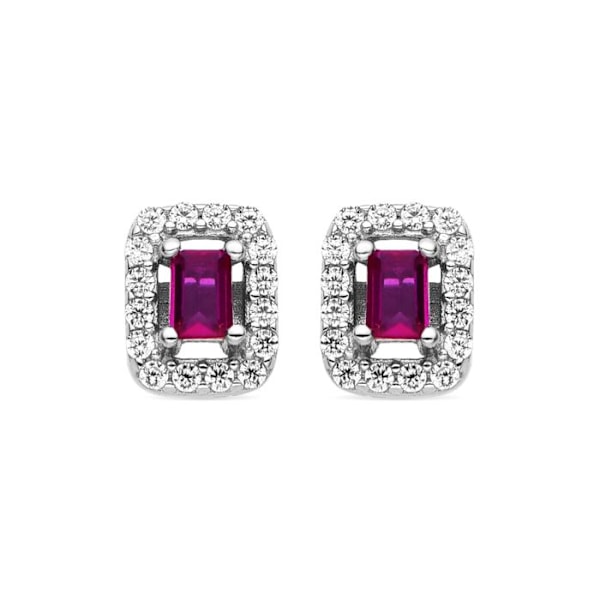 Øreringe - Luxenter - Sesh - Argent 925 - Zirconium - Rhodium-belagt Röd