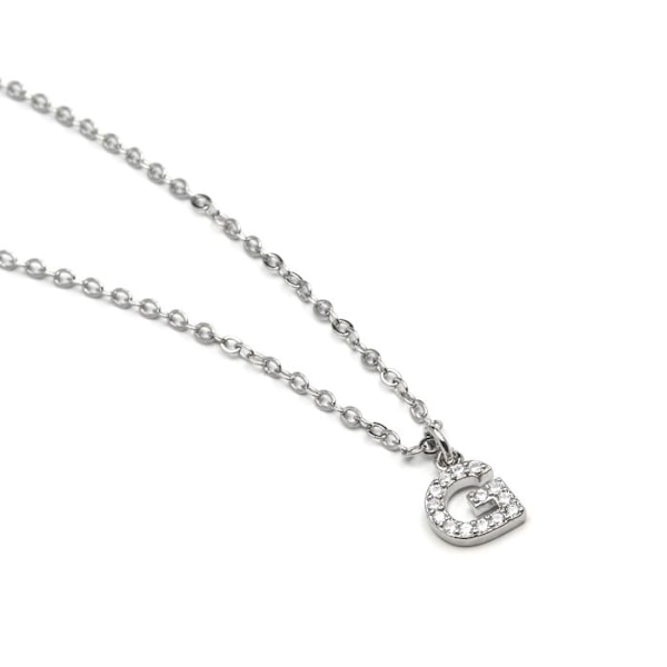 Halsband - Luxenter - Bokstav G - Zirkonium brillant - Silverfärgad - 42 cm + 3 cm förlängning