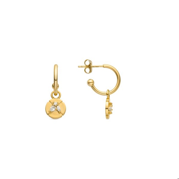 Øreringe - Ufore - Argent 925 - Zirconium - Guld 18k - Creole
