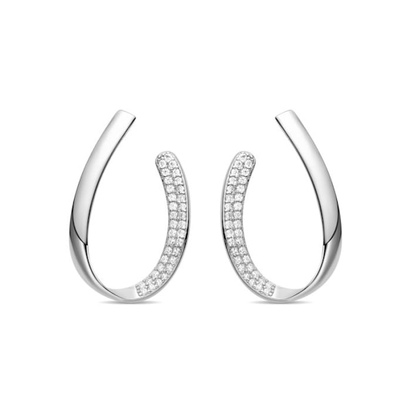 Örhängen - Luxenter - Omo - Silver 925 - Klara zirkoner - Rodinerad plätering